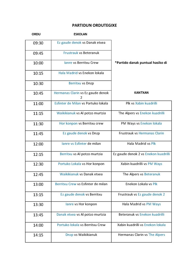 enekon aldeko partidun zozketi