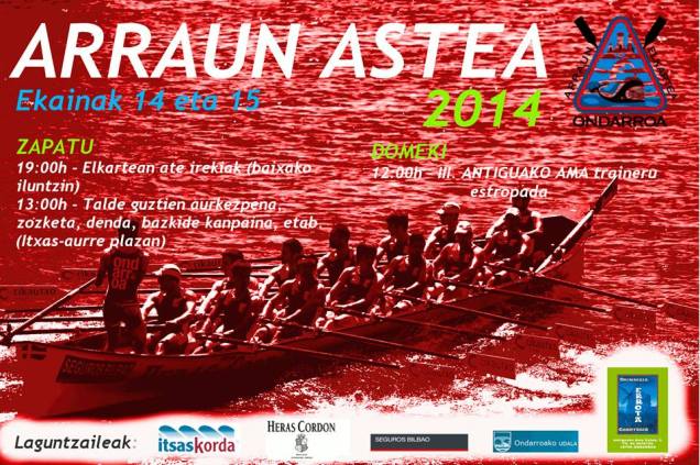 arraun asti ekainak 14tik aurrea