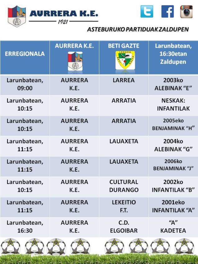 asteburuko partiduk zaldupen