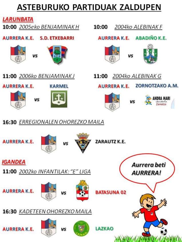 asteburuko partiduk ZALDUPEn