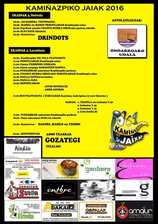 2016ko kamiñazpiko jaxan egitarau