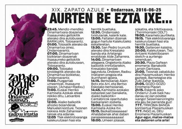 2016ko ZAPATO AZULEko egitarau