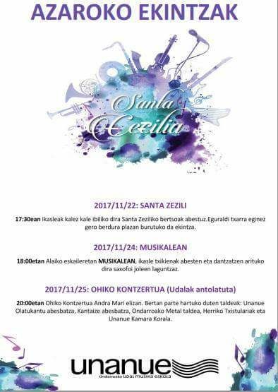 UNANUE musika eskolako ekintzak 2017ko azarun