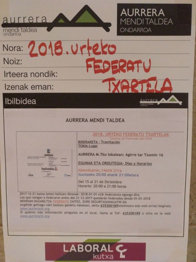 federatu txartela 2018