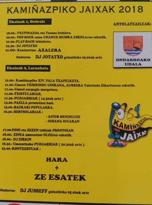 2018ko kamiñazpiko jaxan egitarau