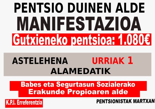 Urriak 1 manifestaziñoi PENTSIO DUIÑAN ALDE