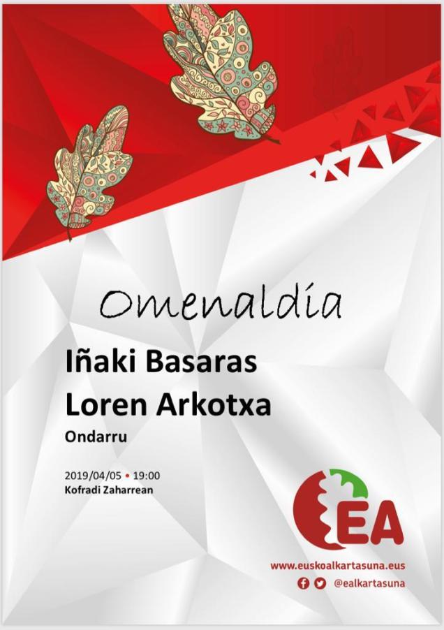 IÑAKI BASARAS eta LOREN ARKOTXAi omenaldixe 2019-04-05