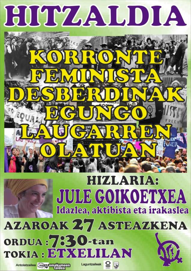 azaroak 27 hitzaldixe KORRONTE FEMINISTA DESBERDIÑAK