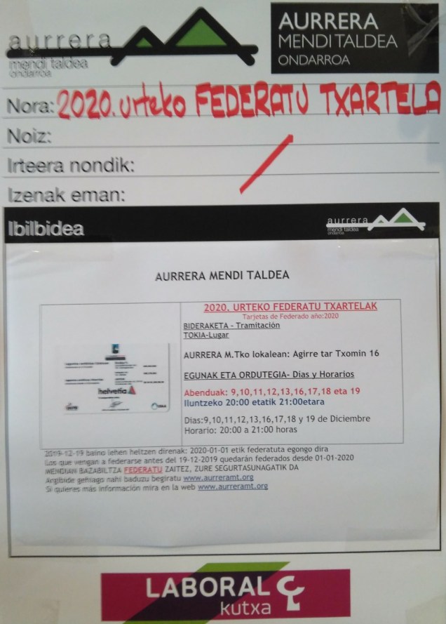 federatu txartela 2020