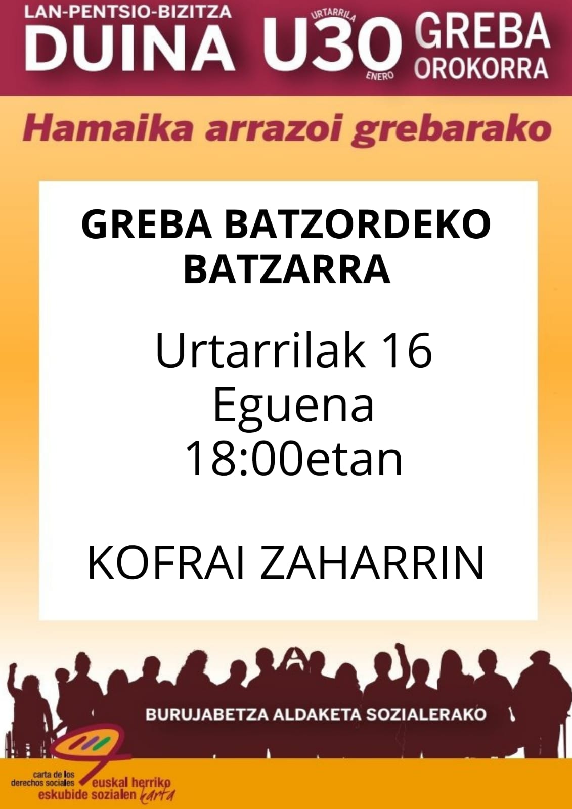 2019 urtarrilllak 16 Greba batzordin billeri